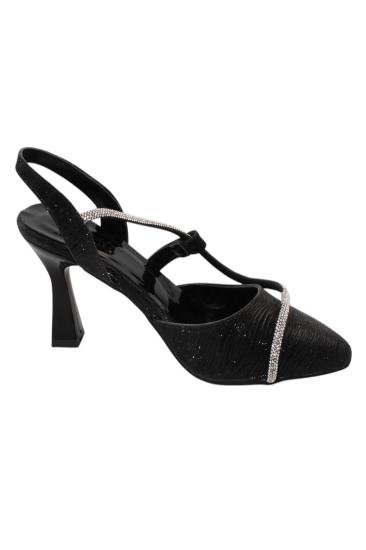 Celira Siyah Kadın 8 Cm Taşlı Biyeli Topuklu Ayakkabı