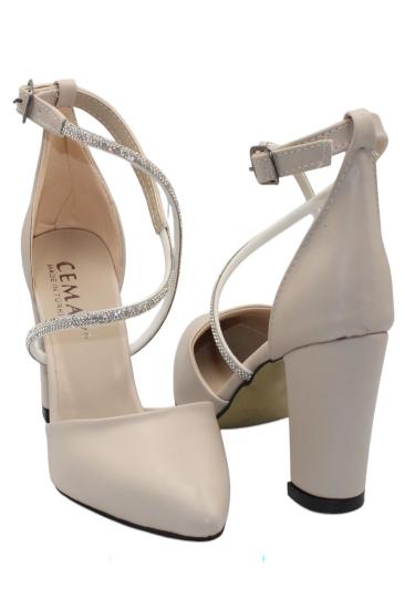 Celira Bej Kadın 8 Cm Kalın Topuklu Ayakkabı