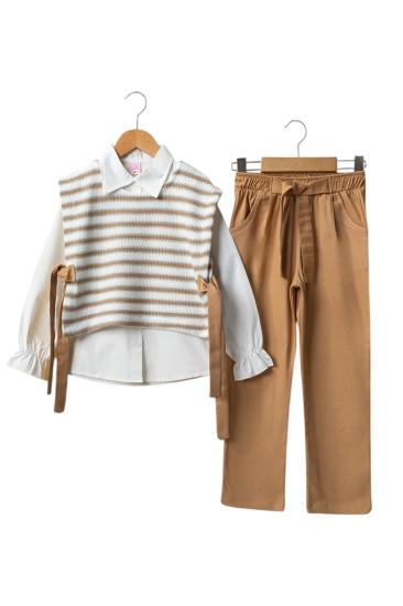 Celira Kahve 3lü Triko Takım 4Y 5Y,6Y,7Y,8Y Kız Çocuk